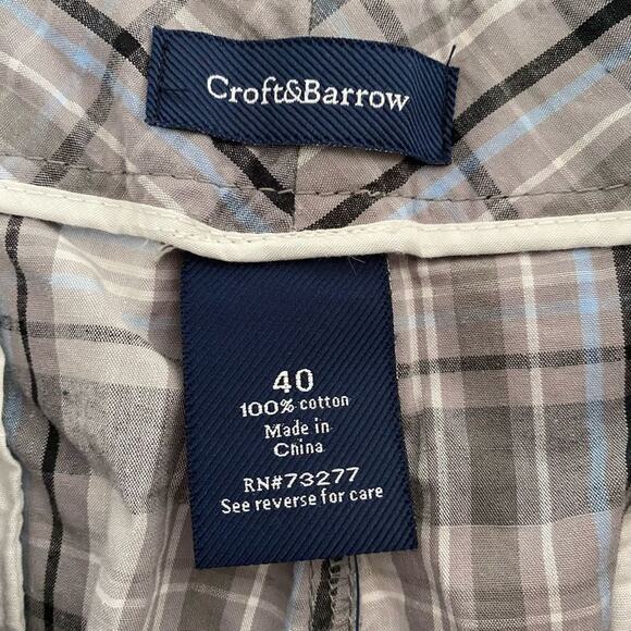 Croft & Barrow Gray Plaid Mens Shorts Size 40 NWT - Picture 3 of 6